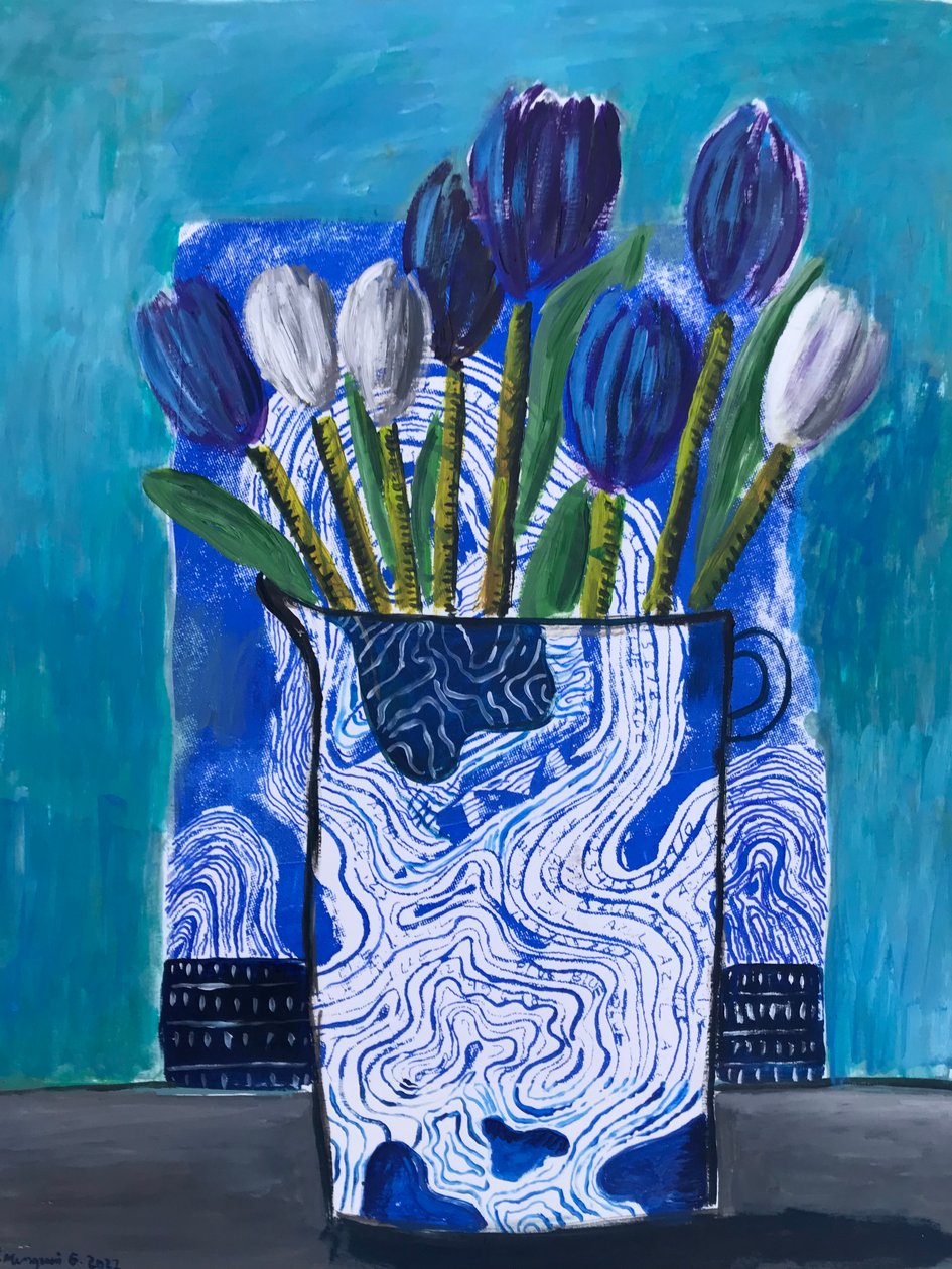Blaue und weiße Tulpen von Roberto Munguia