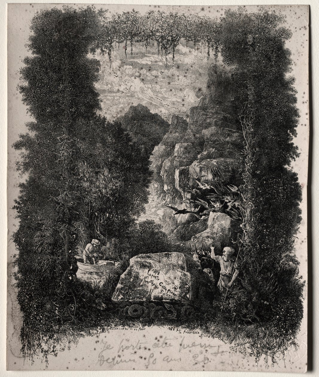 Erstes Frontispiz für Fabeln und Märchen von Thierry-Faletans, 1868 von Rodolphe Bresdin