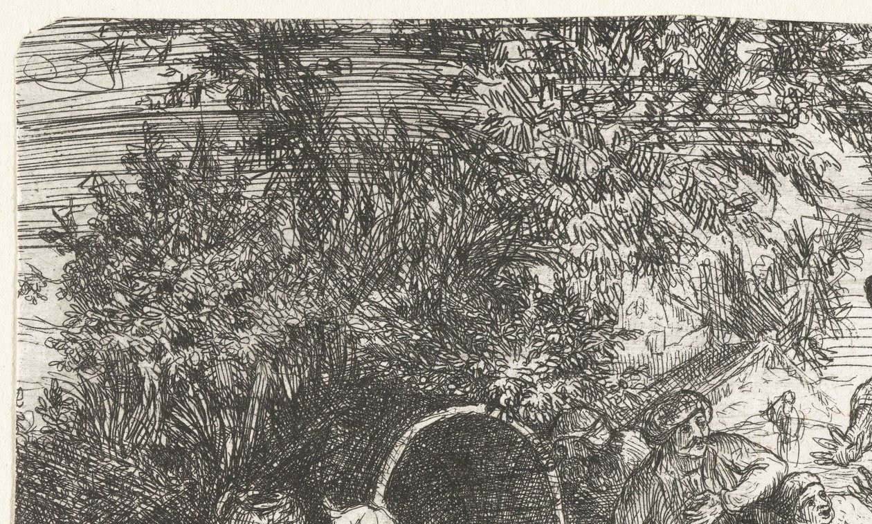 Männer und Hund mit Junge bei einem Fass (Scène orientale) von Rodolphe Bresdin