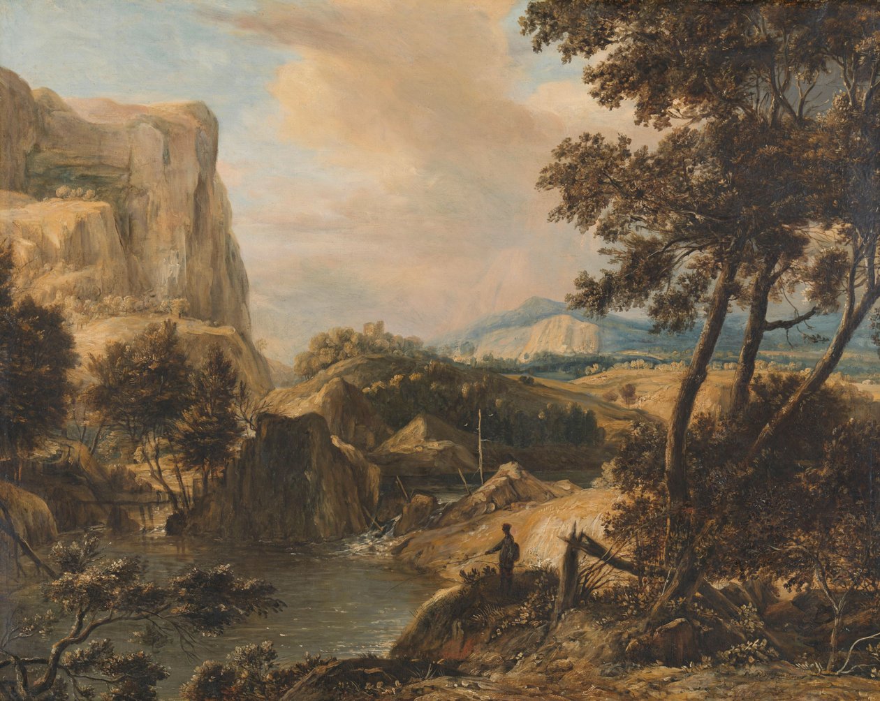 Gebirgslandschaft mit Fischer von Roelandt Roghman
