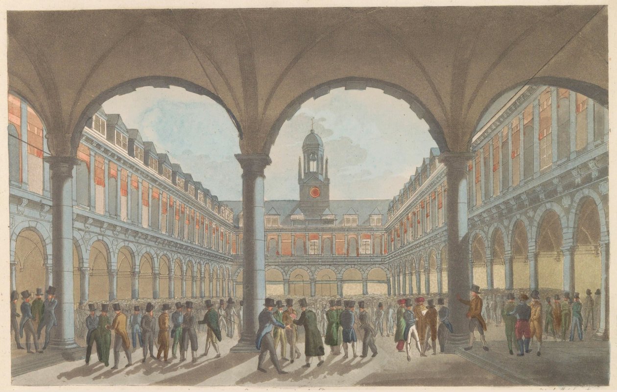 Börse in Amsterdam, ca. 1825 von Roelof van der Meulen