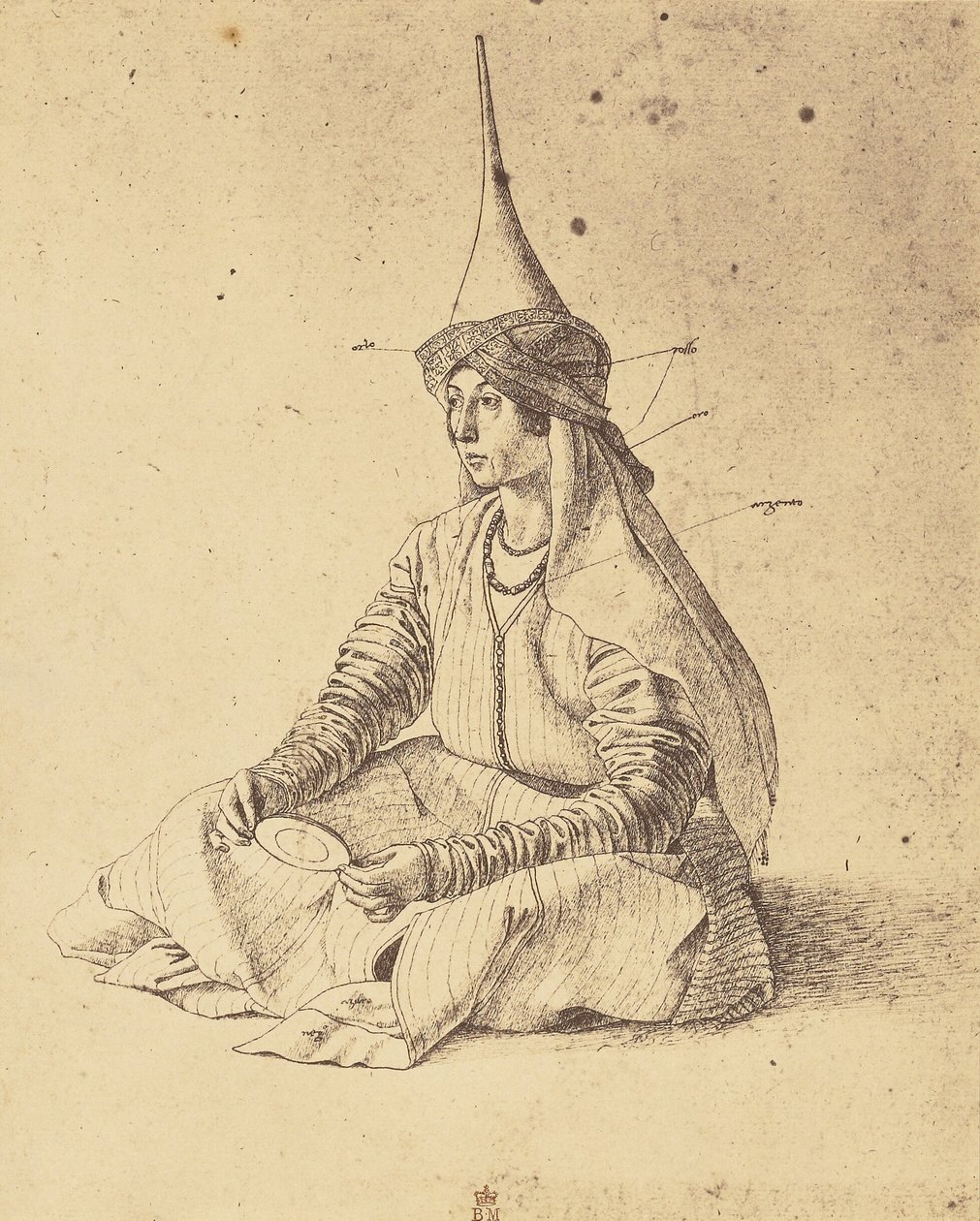 Zeichnung einer sitzenden türkischen Frau von Roger Fenton