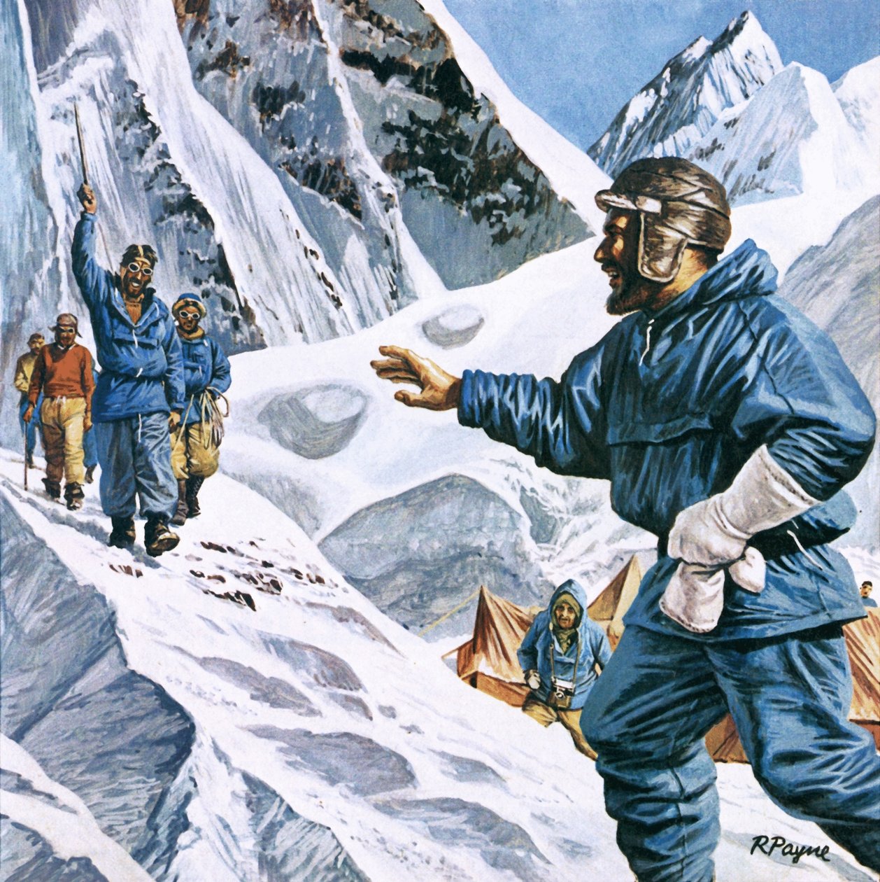 Nachricht von der Eroberung des Everest ging um die Welt von Roger Payne