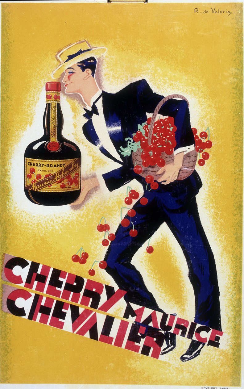 Werbeplakat für die Kirsche Maurice Chevalier - Illustration von Roger de Valerio, ca. 1935 von Roger de Valerio