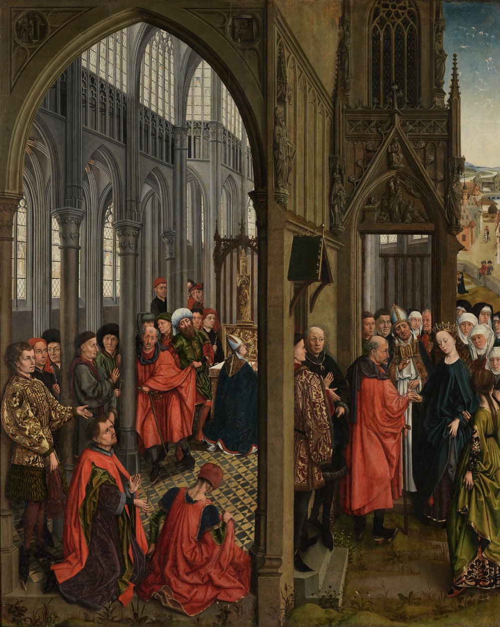 Das Blühen von Josephs Stab und die Verlobung der Jungfrau von Rogier van der (follower of) Weyden