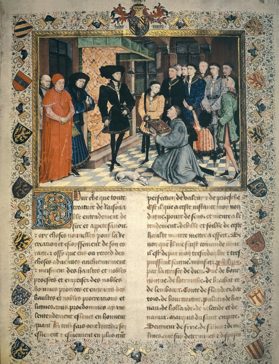 Jean Wauquelin (gestorben 1452) überreicht die Übersetzung der Chroniken von Hennegau an Philipp III. von Burgund von Rogier van der Weyden