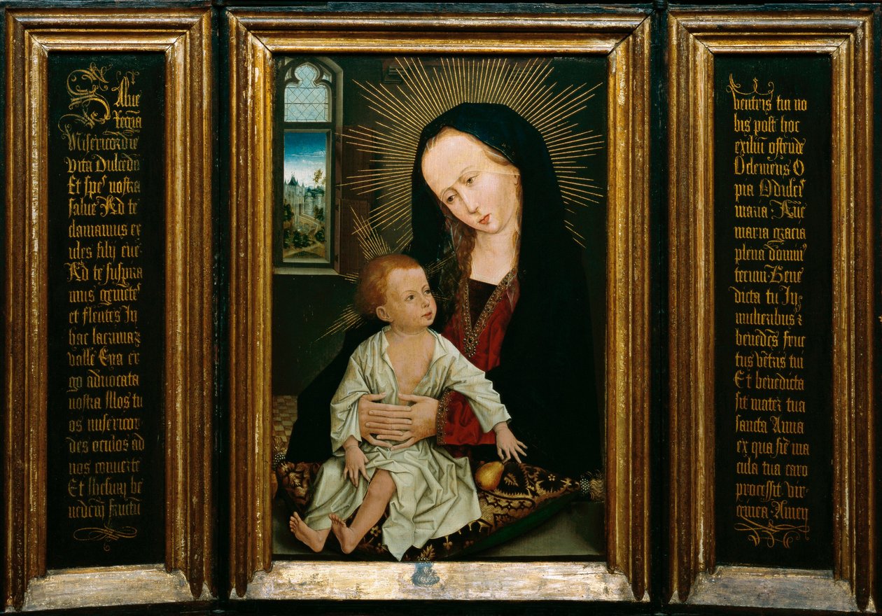 Salve Regina, Darstellung der Jungfrau und des Kindes mit einer Birne von Rogier van der Weyden
