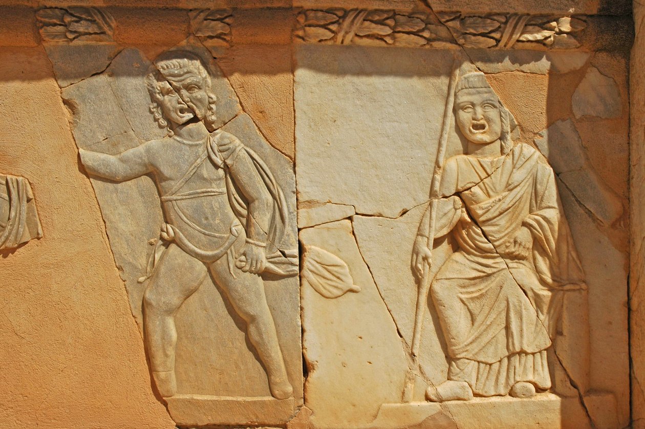 Basreliefs am Proszenium des römischen Theaters, Sabratha, Libyen, 2. Jahrhundert n. Chr. von Roman