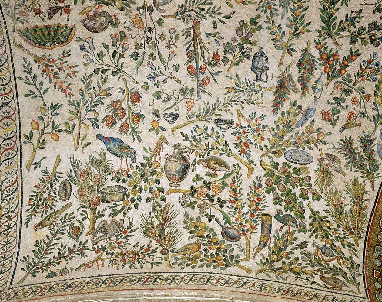 Deckendekoration mit Blumen und Vögeln von Roman