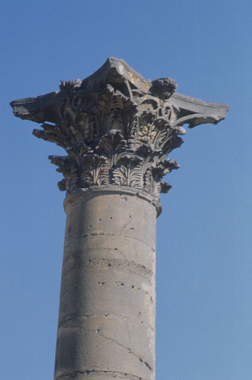 Säule mit korinthischem Kapitell aus dem Nymphäum, römisch, 2. Jahrhundert von Roman