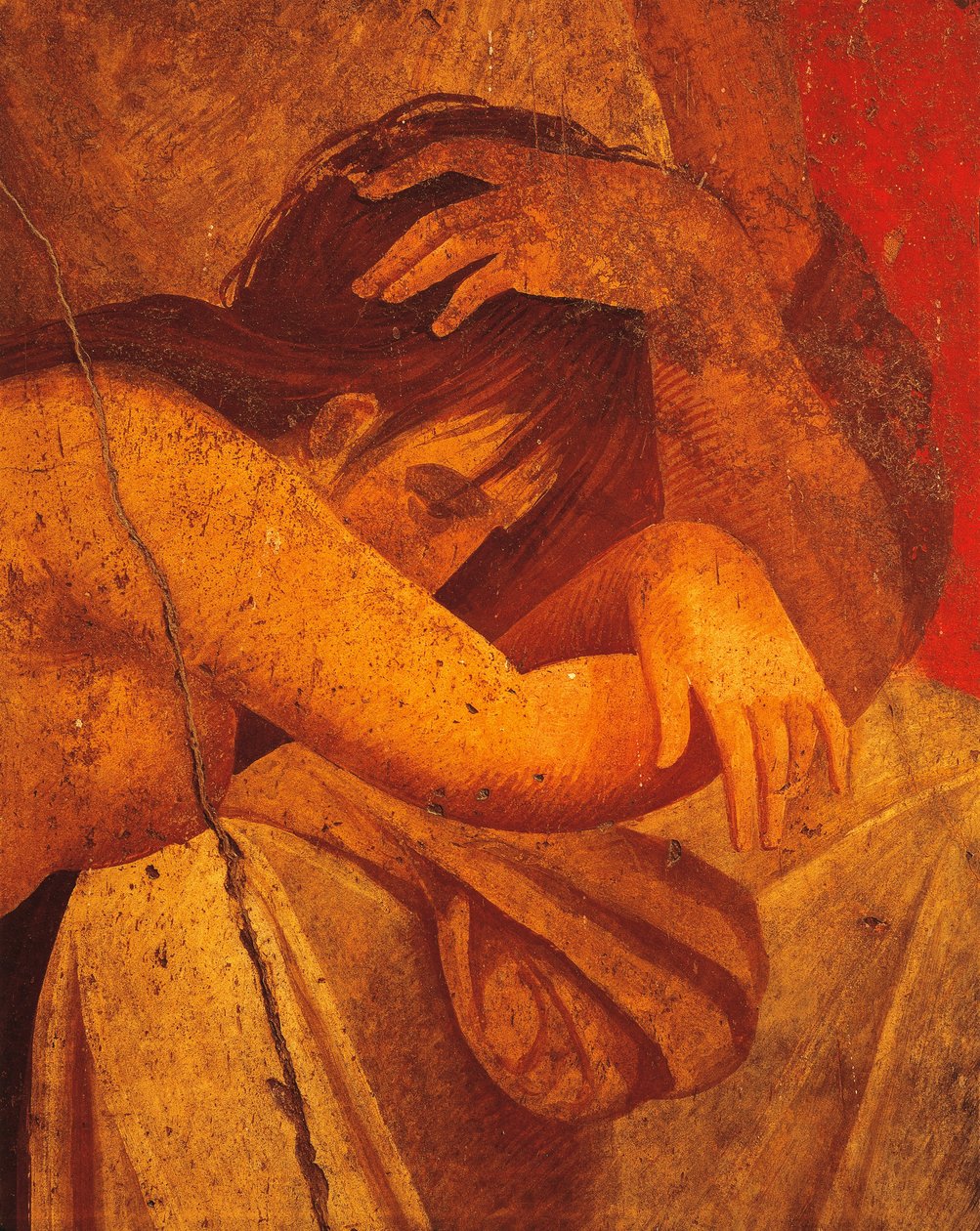 Detail des Freskos, das Geißelungen darstellt, Zweiter Pompejanischer Stil, aus der Villa der Mysterien, Pompeji, Kampanien, Römische Zivilisation von Roman