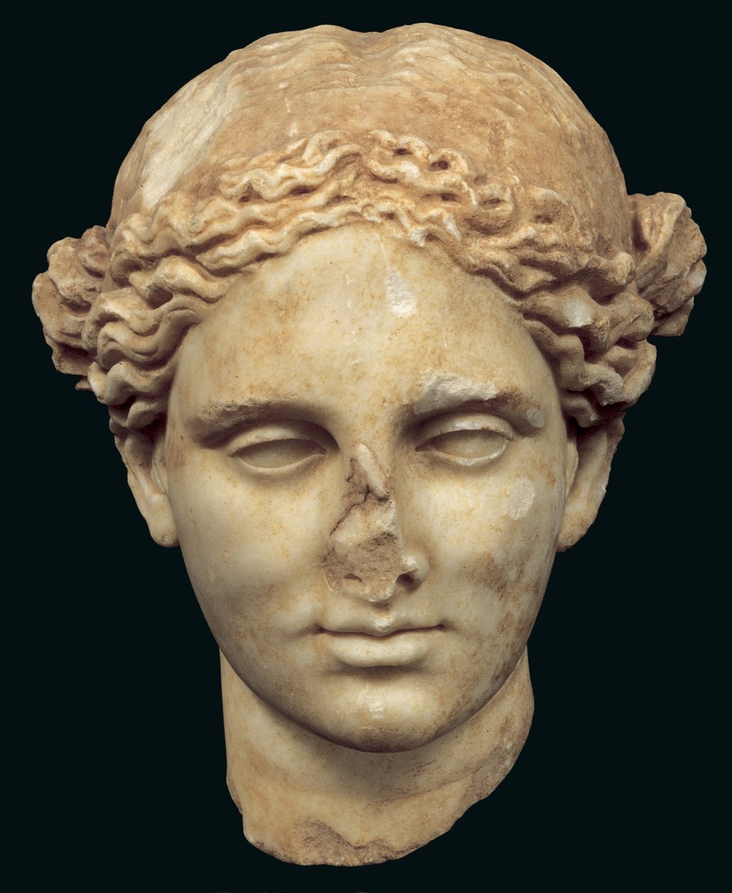 Kopf von Apollo Sauroktonos (der Eidechsentöter), Kopie einer griechischen Bronze des 4. Jahrhunderts von Praxiteles, gefunden in Kifissia von Roman
