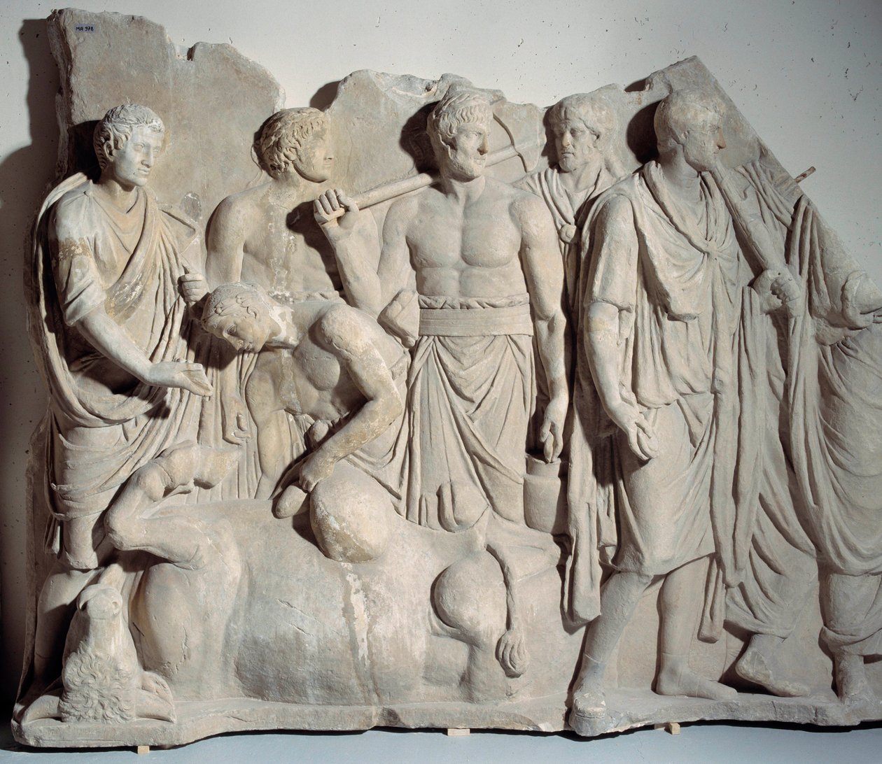 Marmorrelief vom Forum Trajan: Szene des Haruspices mit Priester und Liktoren von Roman