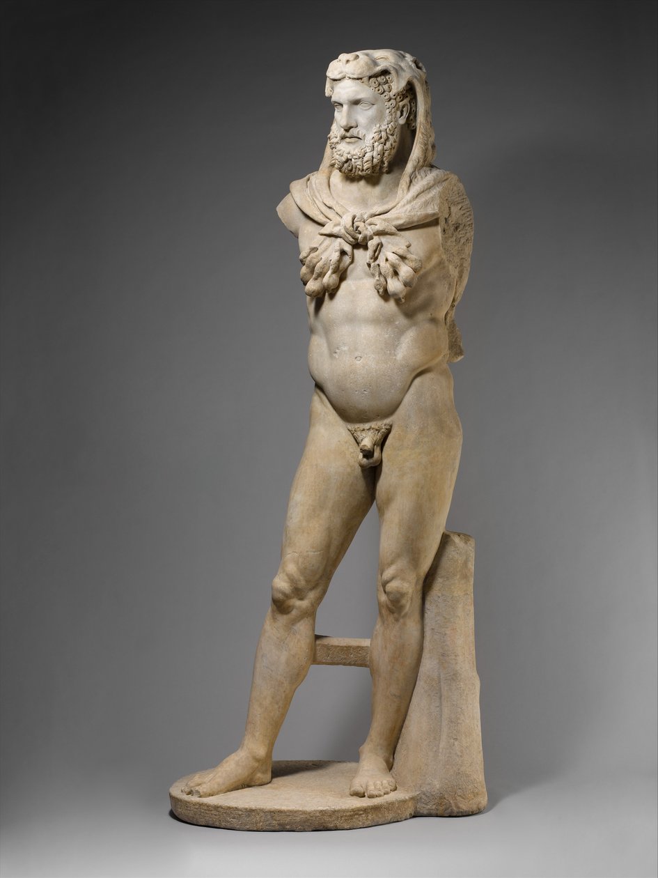 Marmorstatue eines bärtigen Herkules, 68-98 n. Chr. (Marmor) von Roman