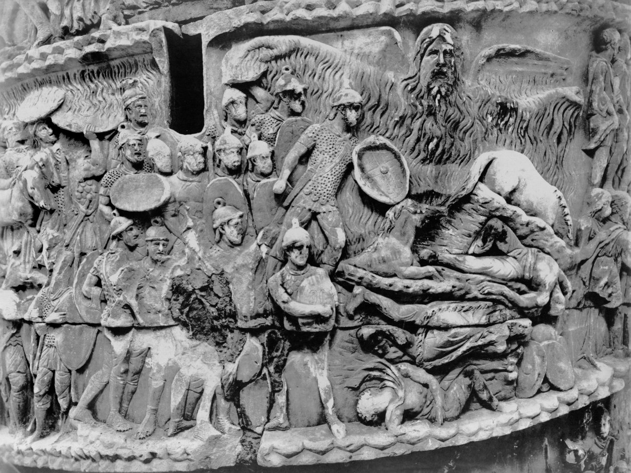Wunderbarer Regen, Detail von der Säule des Marcus Aurelius, 180-196 n. Chr. von Roman