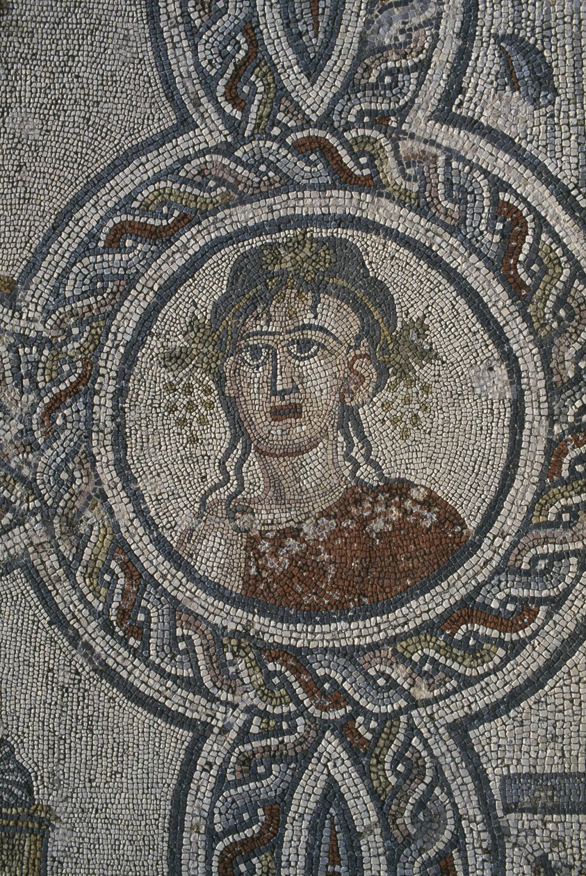 Mosaik der vier Jahreszeiten, Haus des Dionysos (Detail) von Roman