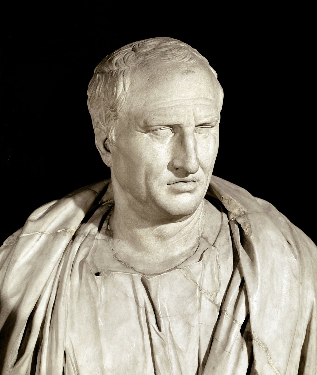 Porträt des römischen Staatsmannes Cicero (Marmorskulptur, ca. 50 v. Chr.) von Roman