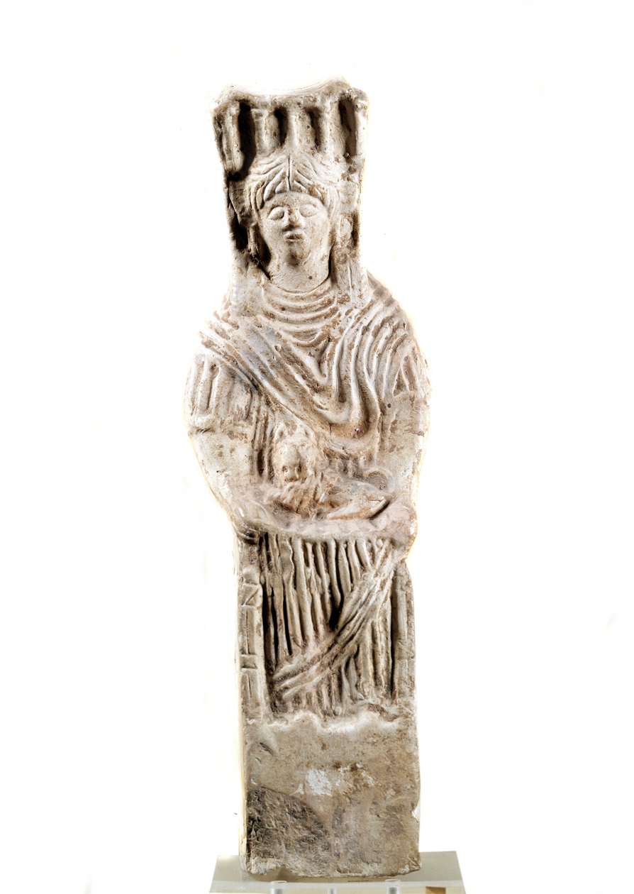 Darstellung der Göttin Kybele auf einem Thron sitzend. Um das 3. Jahrhundert v. Chr. von Roman