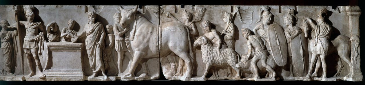 Römische Kunst: Altar des Domitius Ahenobarbus. Szene eines Opfers an den Gott Mars von Roman