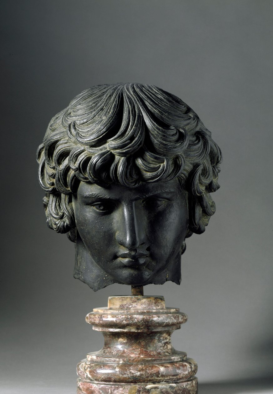 Römische Kunst: Darstellung von Antinous (oder Antinoo, ca. 110-130), junger Geliebter von Kaiser Hadrian. Bronzeskulptur. Florenz, Museo Archeologico von Roman