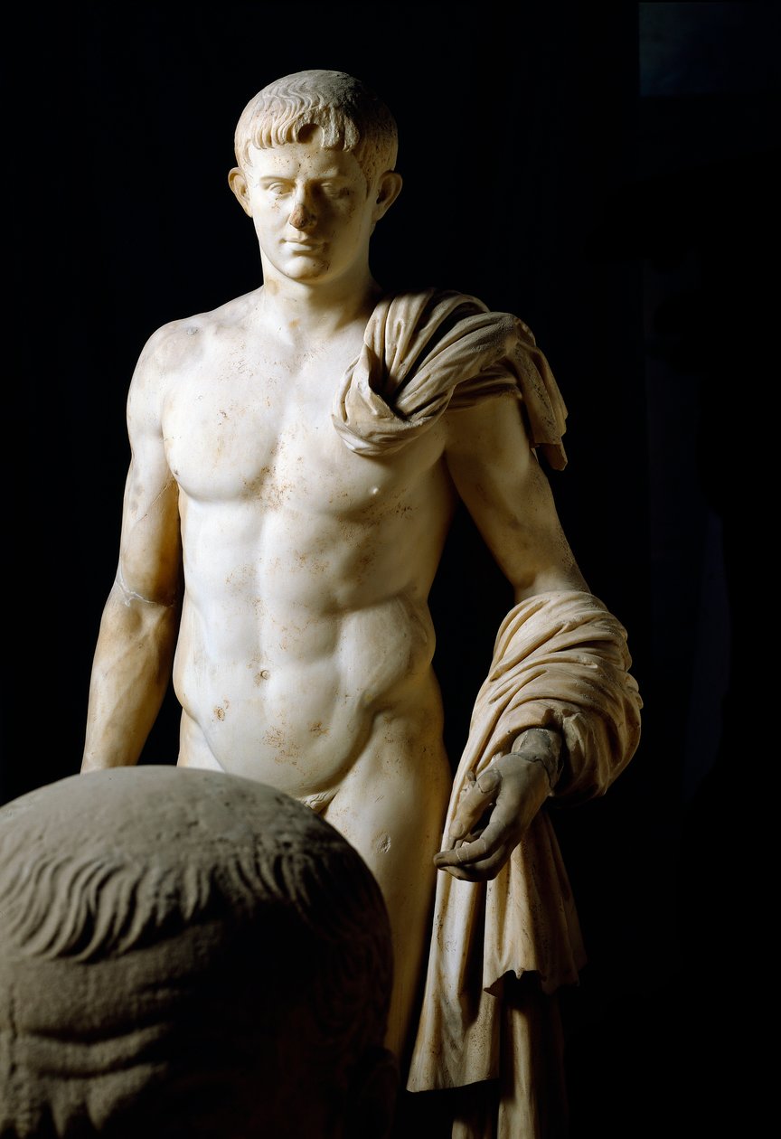 Römische Kunst: Statue von Kaiser Claudius I. (Tiberius Claudius Drusus) (10 v. Chr.-54 n. Chr.) aus Formia. Museo Archeologico Nazionale, Neapel von Roman