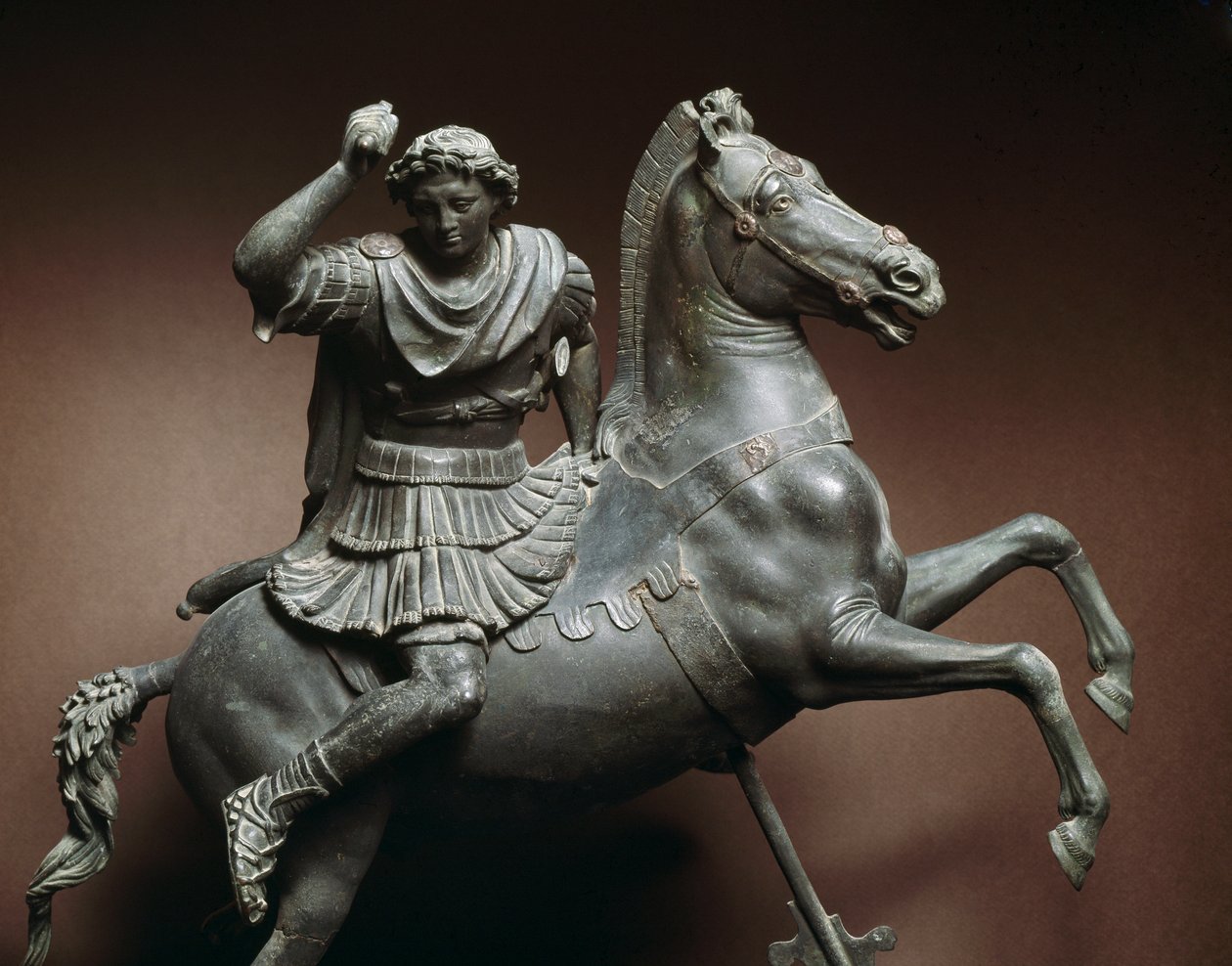 Alexander der Große (356-323 v. Chr.) auf dem Pferd. Das Pferd wäre Bucephalus. Bronzeskulptur nach einem Original von Lysipp von Sicyon (395-305 v. Chr.) Neapel, Nationales Archäologisches Museum von Roman Roman