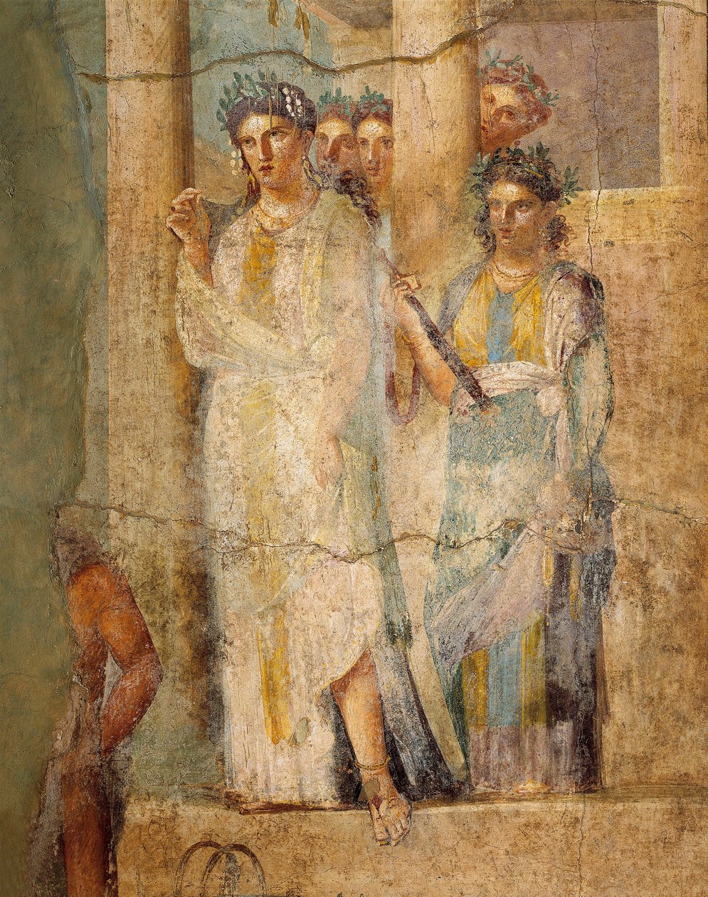 Fresko darstellend Iphigenie in Tauris, Detail (Mägde), aus dem Haus des L. Caecilius Giocondus in Pompeji, Italien von Roman Roman