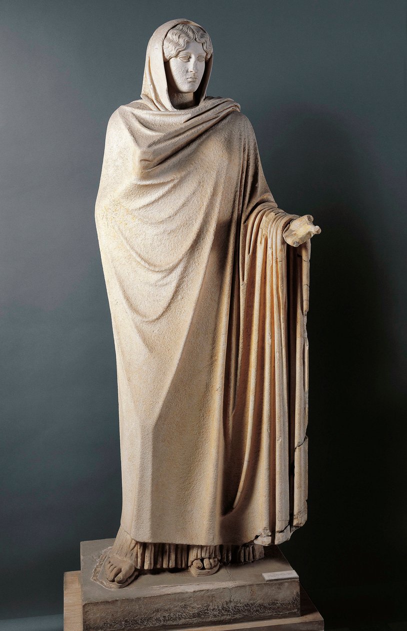Römische Kunst: „Aphrodite Sosandra“ Marmorskulptur des 1. Jahrhunderts nach einem griechischen Original von Calamis aus dem 5. Jahrhundert v. Chr. Entdeckt in Baiae, Italien. Neapel, Nationales Archäologisches Museum von Roman Roman