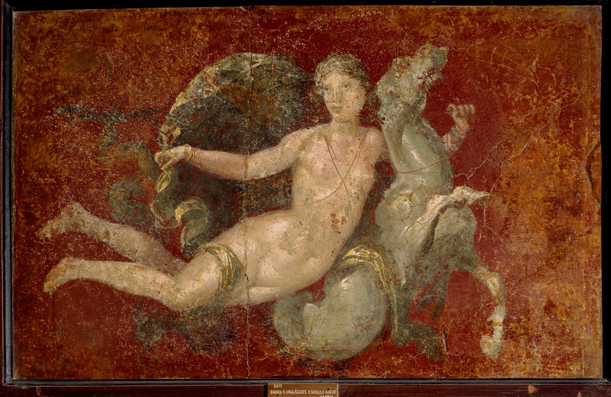 Römische Kunst: Eine Frau reitet auf einem Seepferdchen von Roman Roman