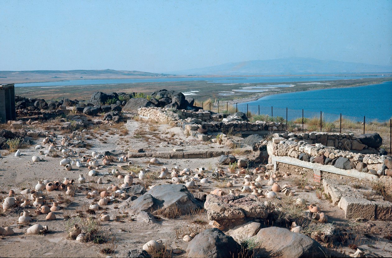 Stadtansicht von Tharros, antiker punisch-römischer Hafen, gegründet von den Phöniziern in Sardinien, Italien von Roman Roman