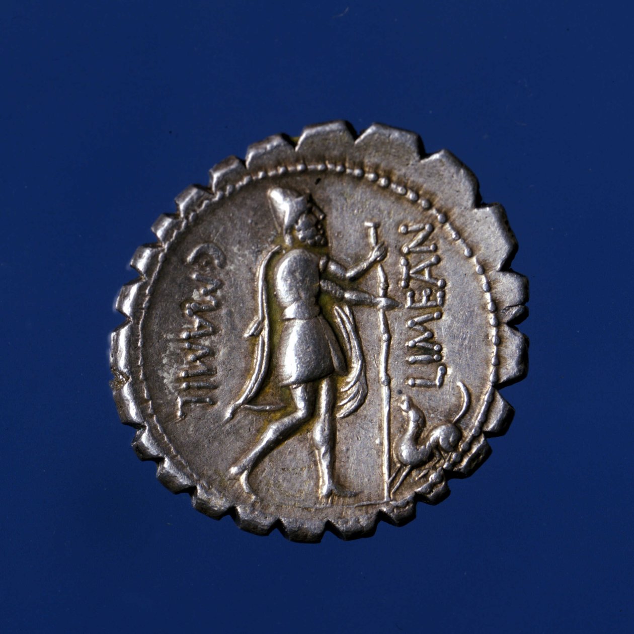 Odysseus wird von seinem Hund Argo erkannt. Römische Silbermünze, 83 v. Chr. von Roman Roman