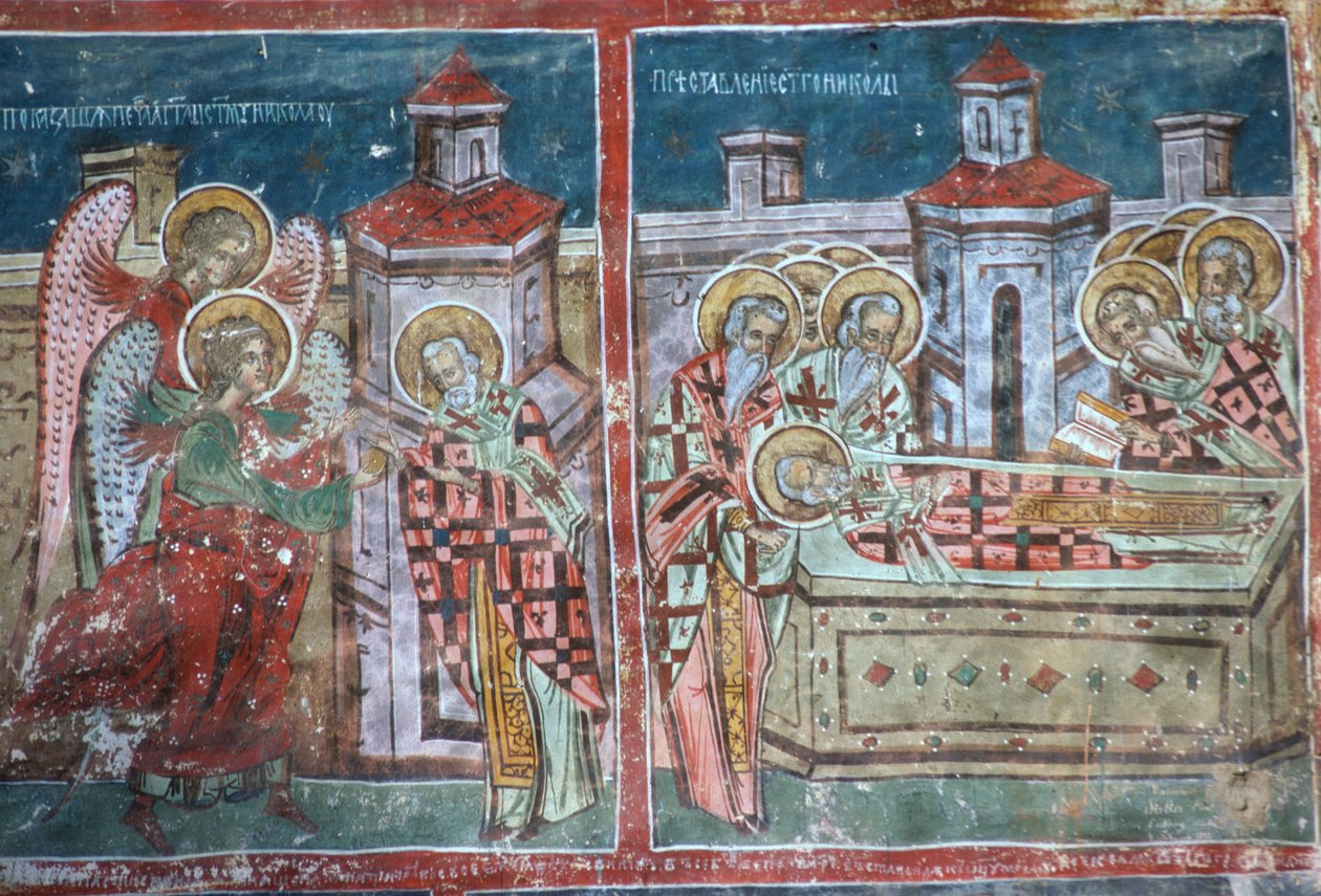 Das Leben und der Tod des Heiligen Nikolaus, Südwand der Kirche, 1535 von Romanian School