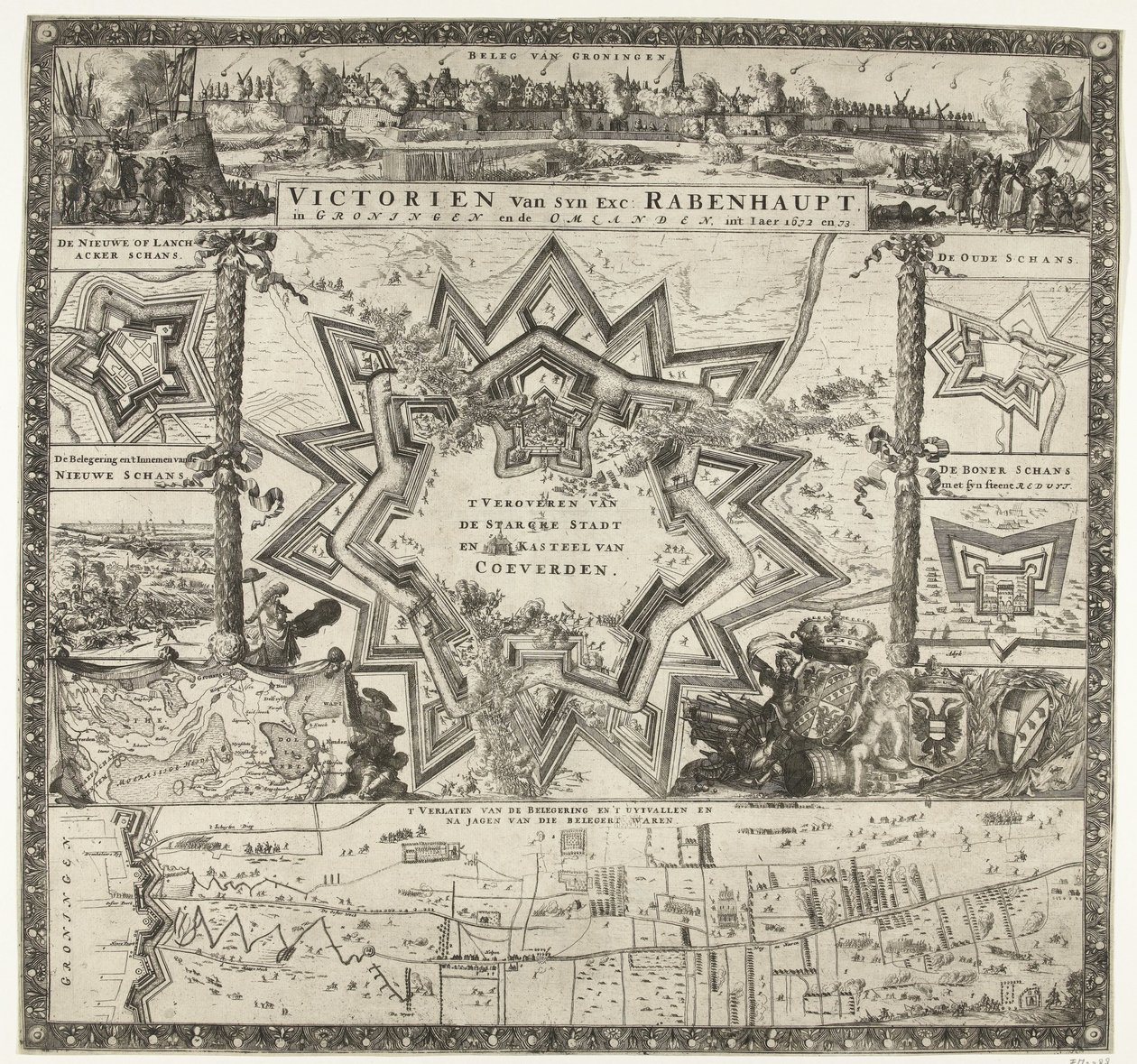 Siege von Rabenhaupt in Groningen in den Jahren 1672-1673 von Romeyn de Hooghe (attributed to)