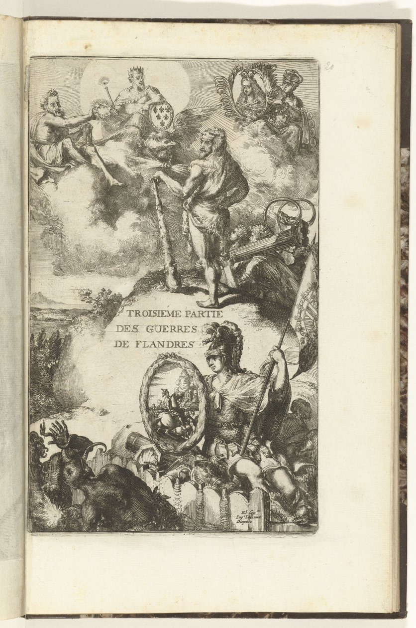 Titelblatt für den dritten Teil von Guerres de Flandres (Dritter Teil der Guerres de Flandres) von Romeyn de Hooghe (attributed to)
