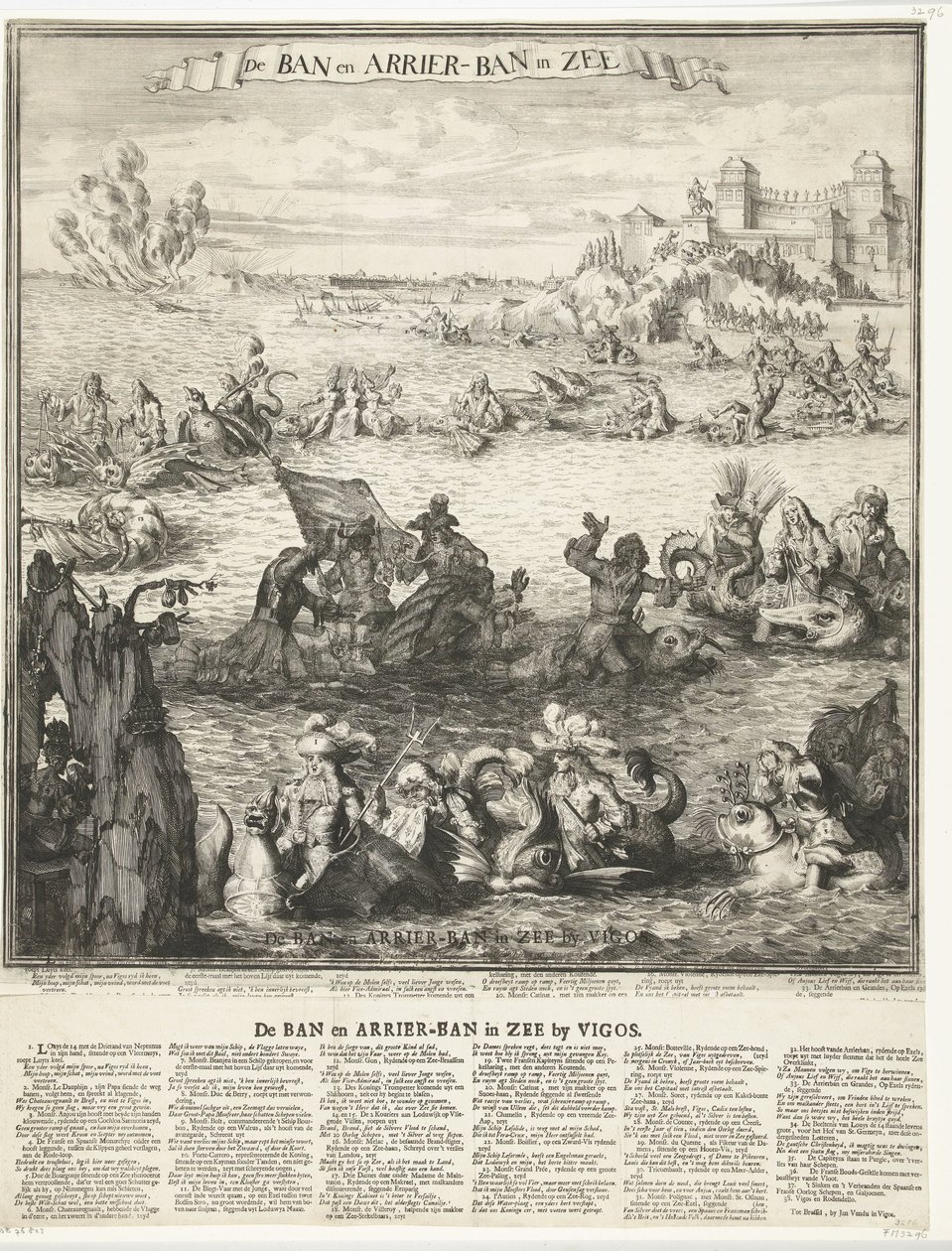 Karikatur über die Einnahme der Silberflotte bei Vigo, 1702 von Romeyn de Hooghe (possibly)