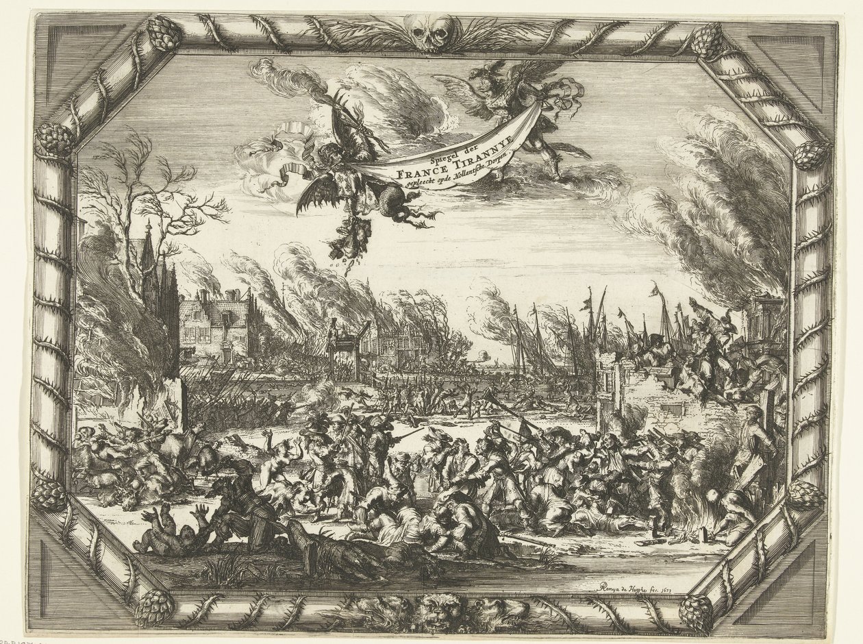 Französische Grausamkeiten in Bodegraven und Zwammerdam, 1672 von Romeyn de Hooghe