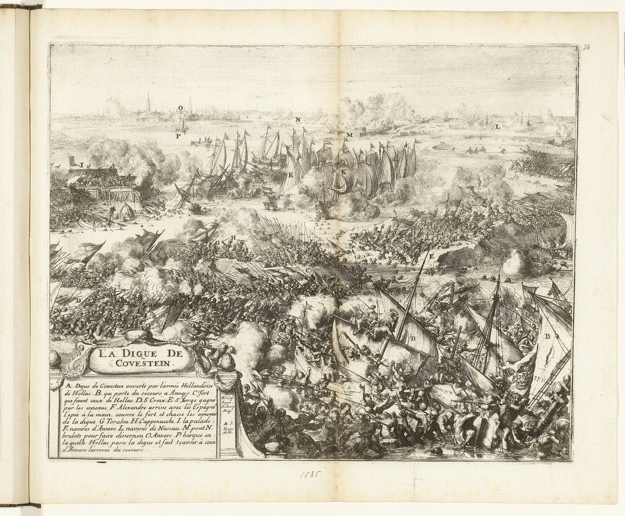 Kampf um den Kauwenstein-Damm, 1585 von Romeyn de Hooghe