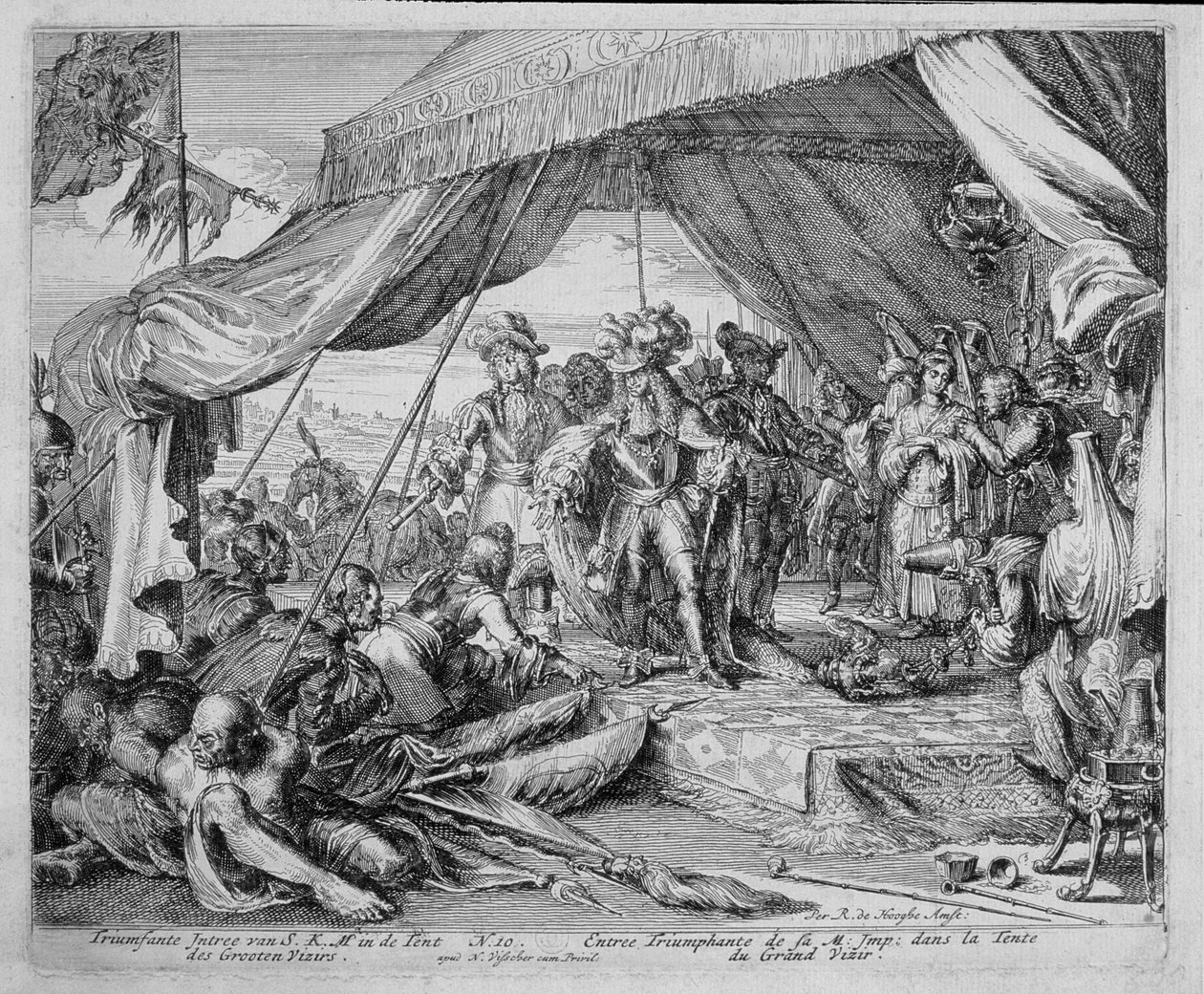 Wiener Druckzyklus, Einzug von Kaiser Leopold (1640-1705) ins Zelt des Großwesirs, 1683 von Romeyn de Hooghe