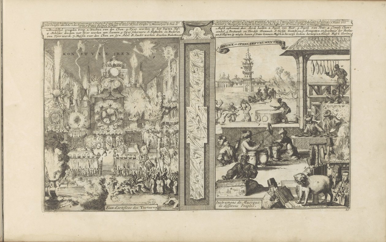 Feuerwerk und Musik (Les Indes Orientales et Occidentales et autres lieux) von Romeyn de Hooghe