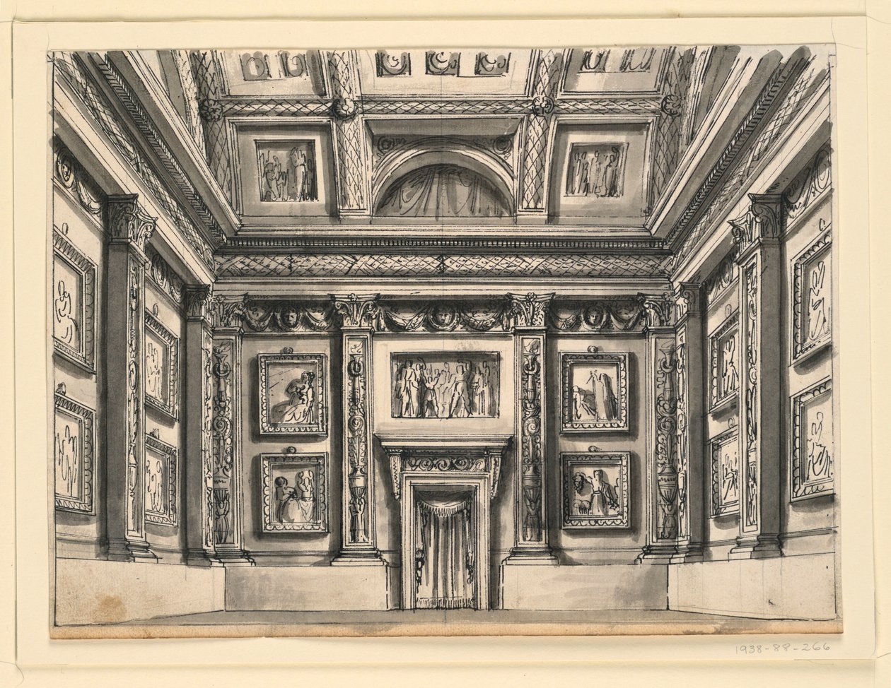 Bühnenbild, Palastinterieur von Romolo Achille Liverani