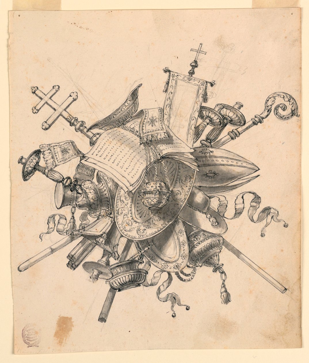 Trophäe mit kirchlichen Gegenständen von Romolo Achille Liverani