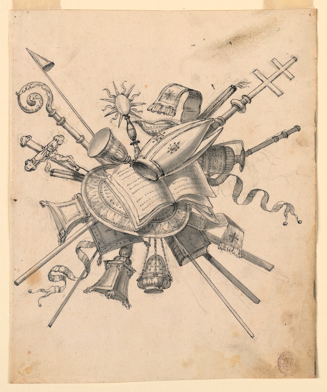 Trophäe mit kirchlichen Gegenständen von Romolo Achille Liverani