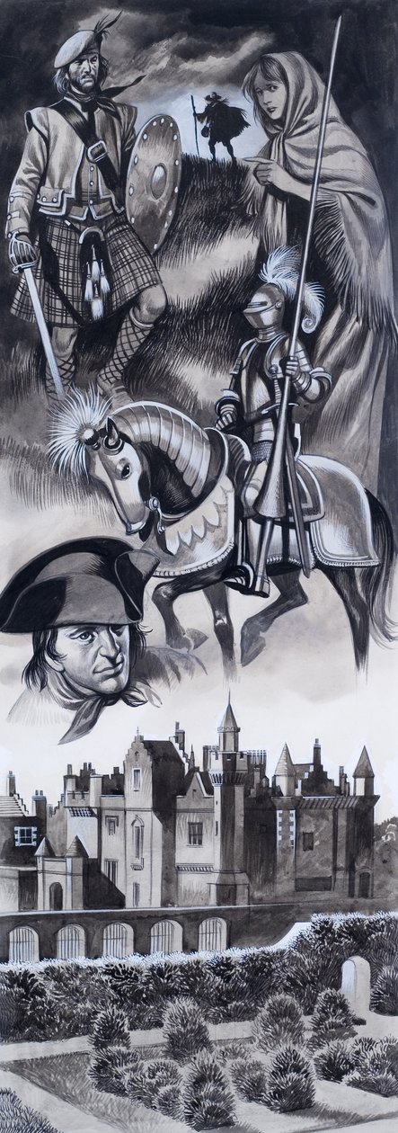 Schottisches Schloss und Persönlichkeiten aus der schottischen Geschichte von Ron Embleton