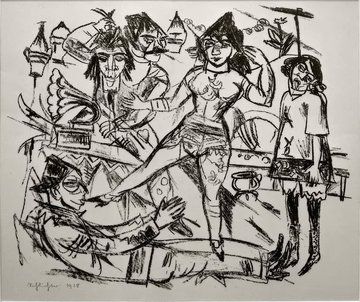 Sadistische Szene mit Kuss des Schuhes von Rudolf Schlichter