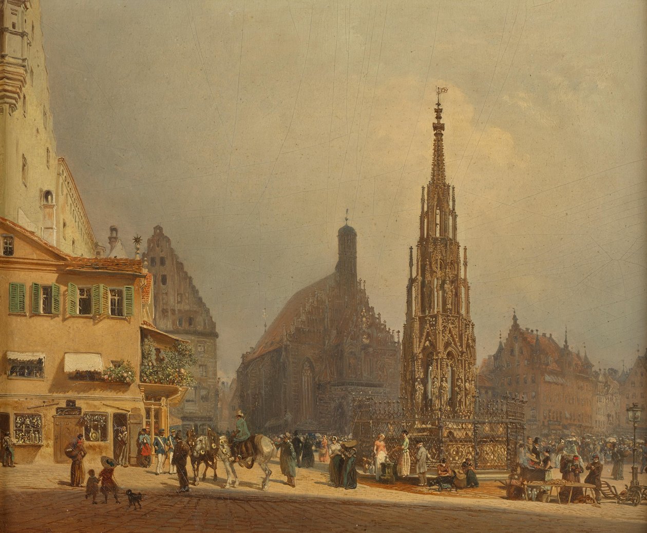 Der schöne Brunnen vor der Frauenkirche in Nürnberg von Rudolf von Alt
