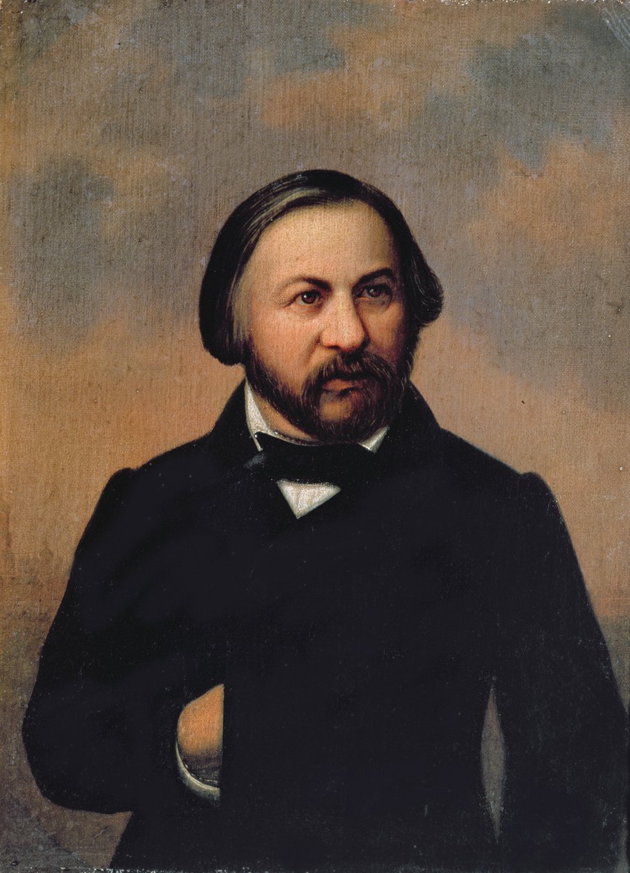 Porträt von Michail Iwanowitsch Glinka (1804-57), 1850er Jahre von Russian School