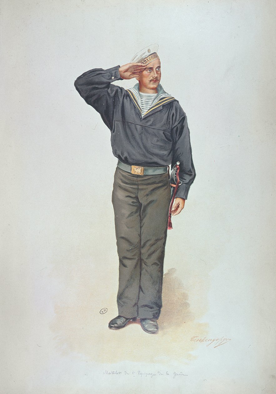 Russischer Matrose in der Uniform der russischen Marine Ende des 19. Jahrhunderts von Russian School