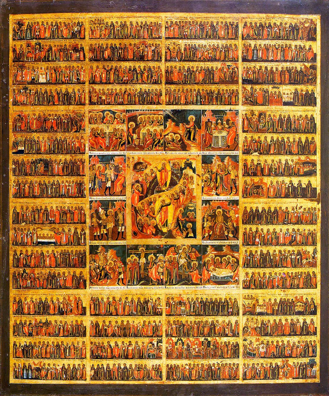 Jahreskalender mit den Szenen der Passion Christi von Russian icon.