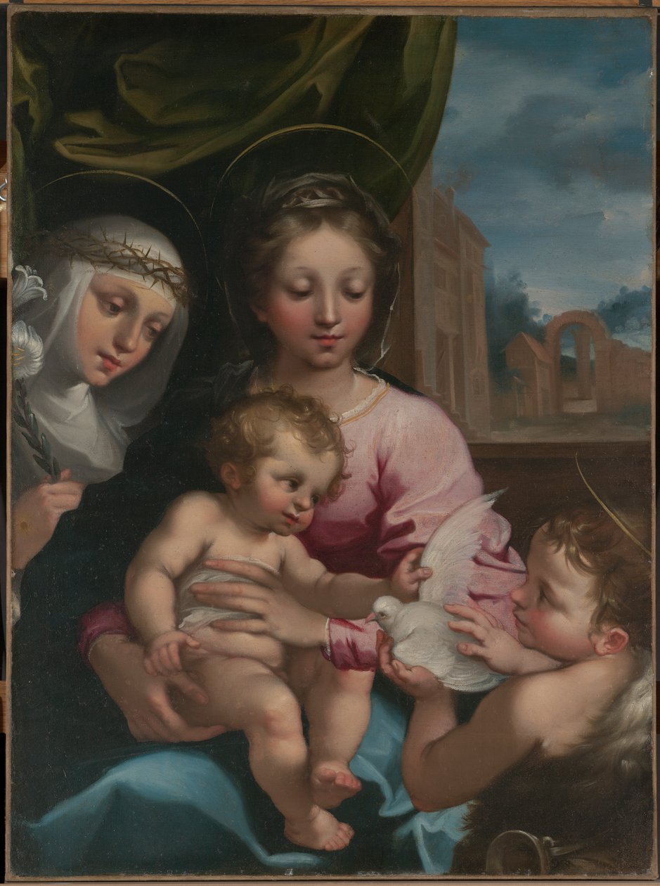 Jungfrau und Kind mit dem jungen Johannes dem Täufer und der heiligen Katharina von Siena von Rutilio Manetti