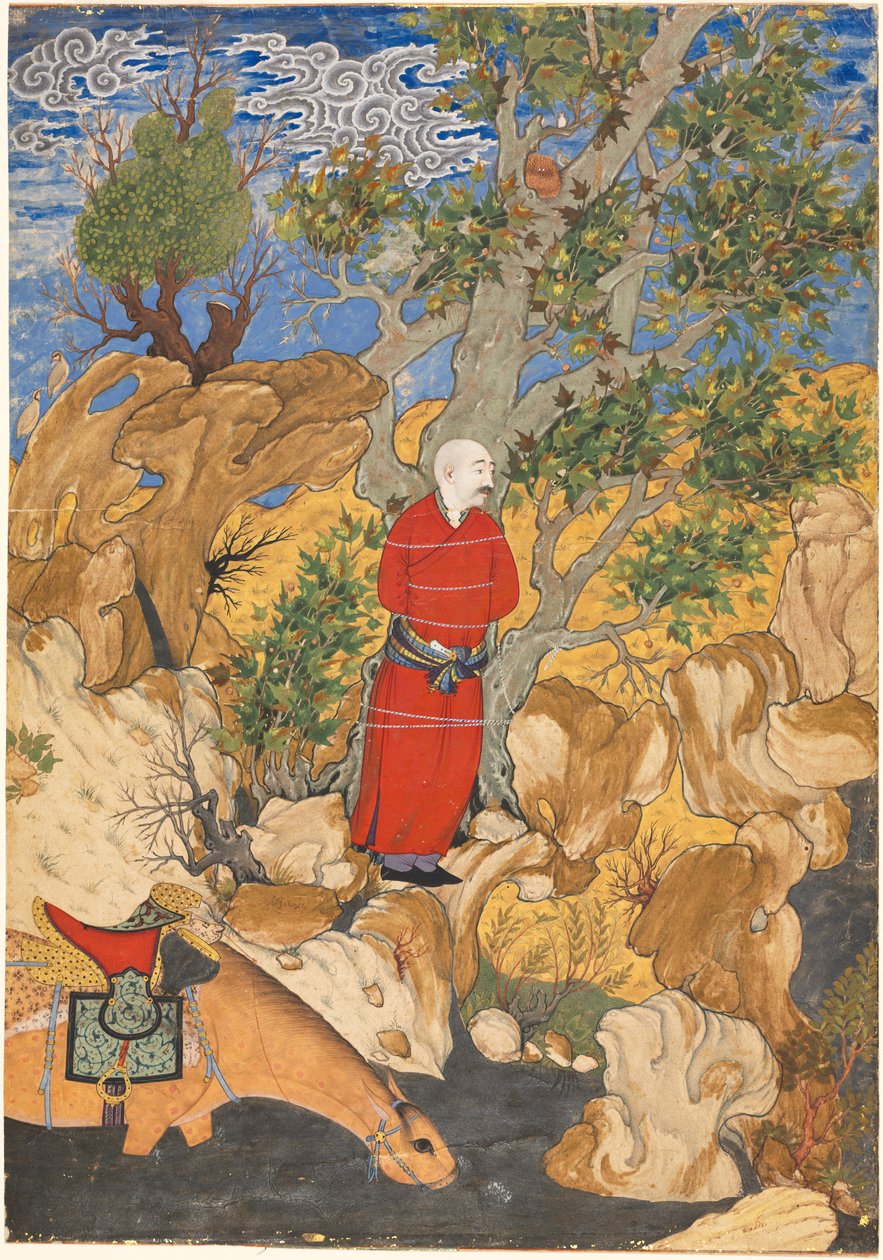 Aulad an einen Platanenbaum gebunden, aus einem Shahnama von Firdausi, 1575-1600 von Sadiqi Bek